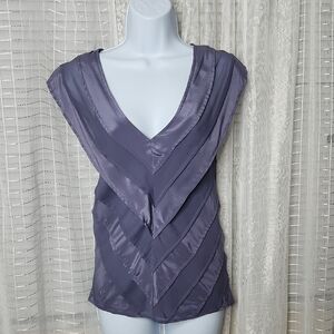 100% Silk Banana Republic Dusty Purple V-Neck Sleeveless Top Blouse SzXS